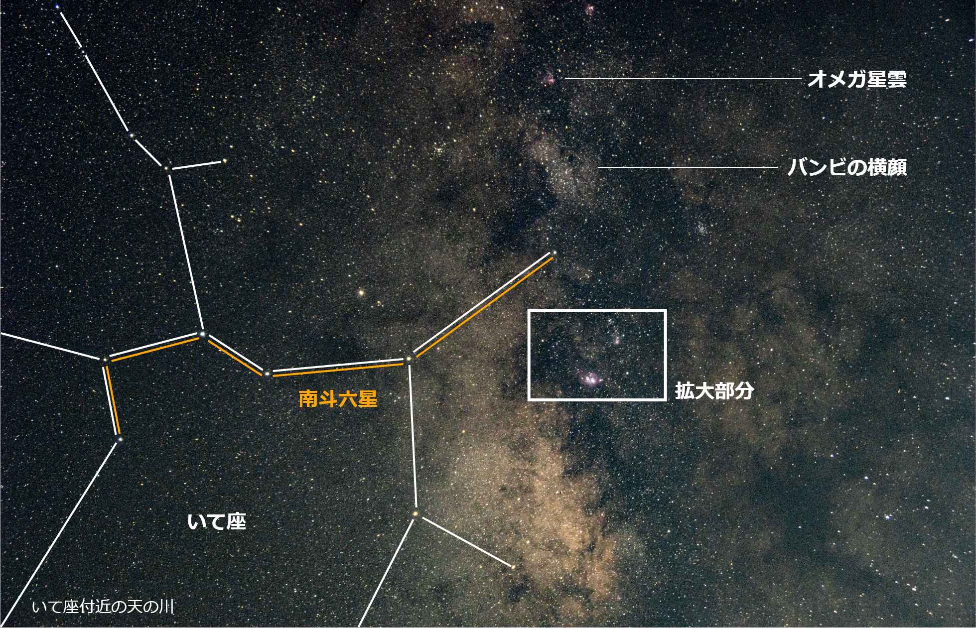 いて座付近の天の川